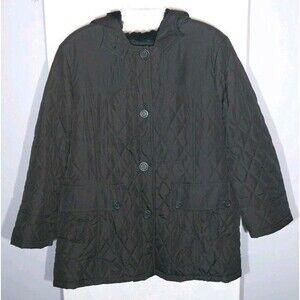 London Harbor Quilted Hooded Coat Women’s 2X Black Faux Fur Lined